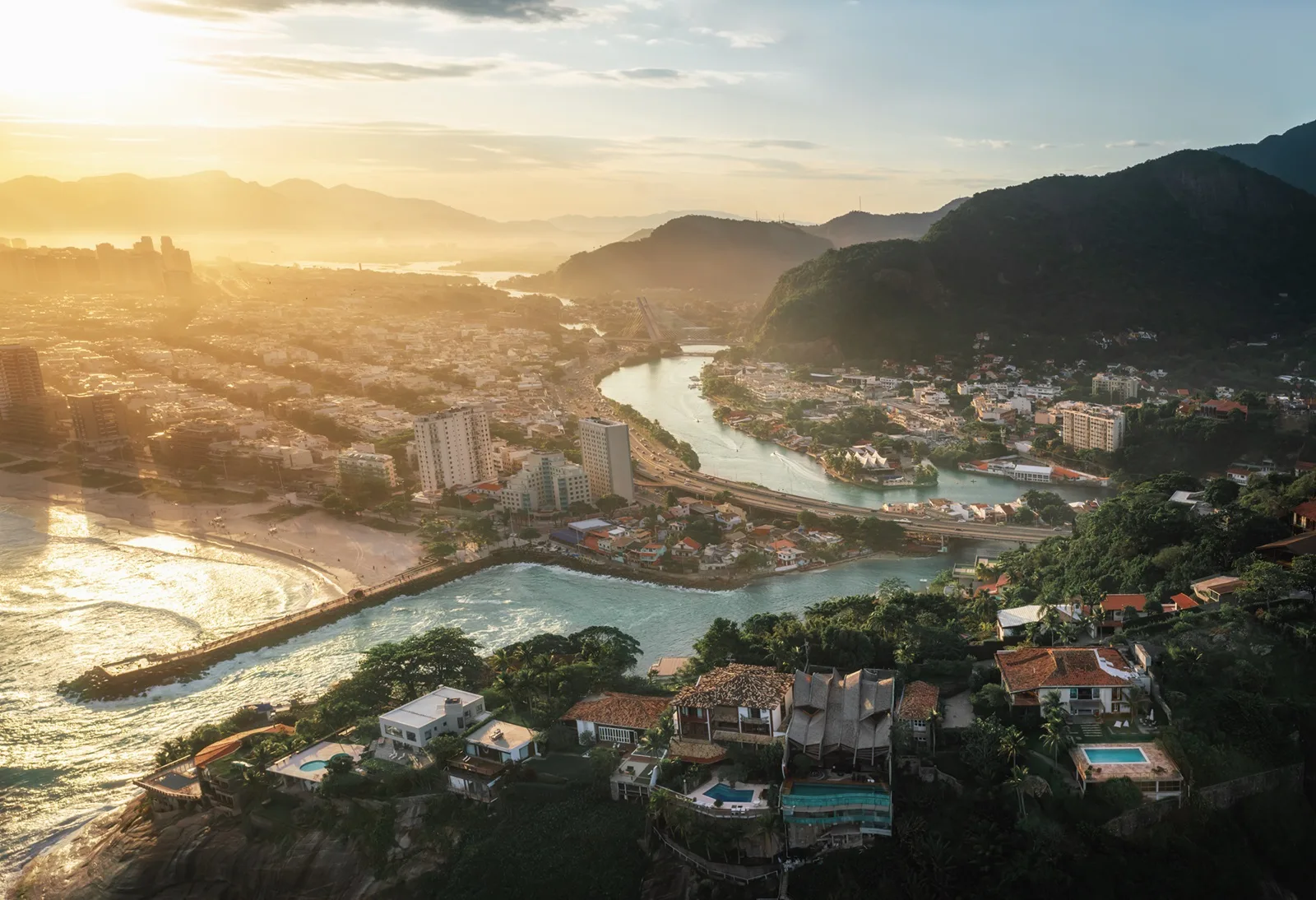 bairro barra da tijuca rio de janeiro vista aerea entrada da barra
