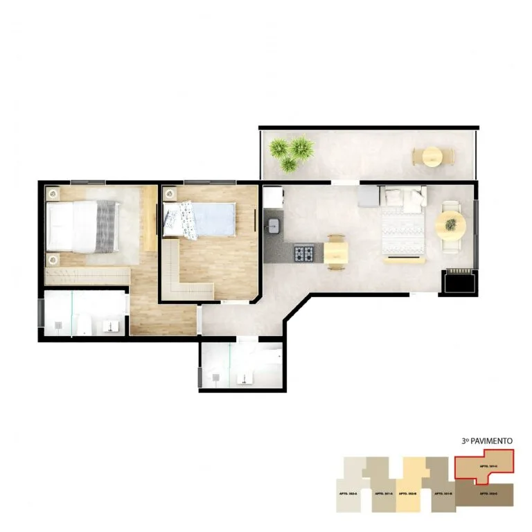 Planta 2 · 3º pavimento do Residencial Privilege em Meia Praia, Navegantes
