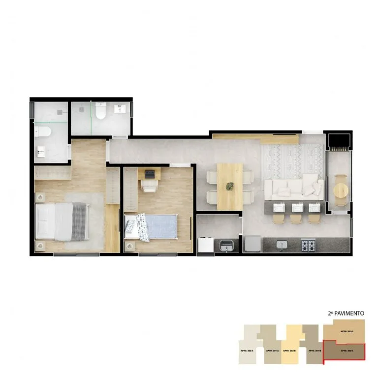 Planta 3 · 2º pavimento do Residencial Privilege em Meia Praia, Navegantes