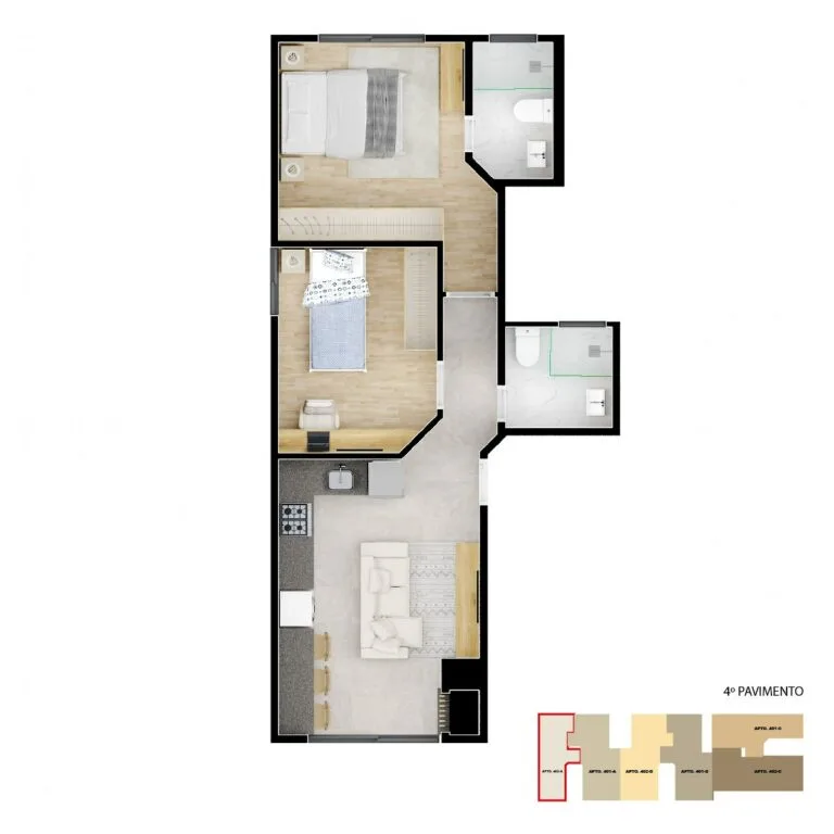 Planta 5 · 4º pavimento do Residencial Privilege em Meia Praia, Navegantes